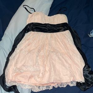 Pink dress with black ribbon size medium